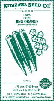Retail Packet Design - Green Print - Okra Seed Packet - Jing Orange